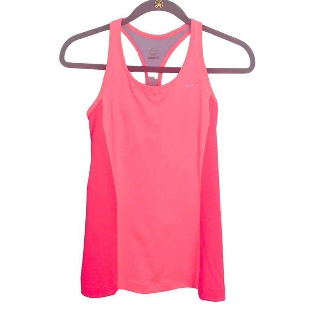 NIKE PINK & RED DRI-FIT RACERBACK WORKOUT TANK TOP - SIZE M